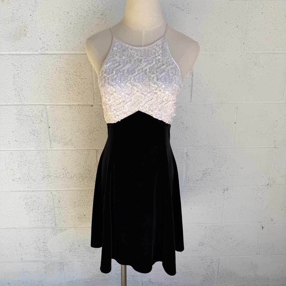 Vintage Betsy & Adam Velvet Halter Style Open Back Dress